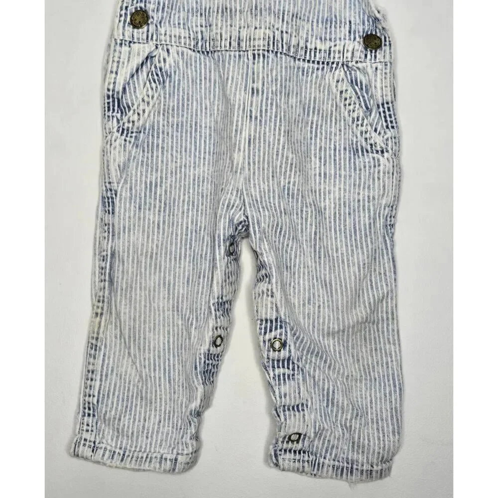 Vintage OshKosh Overalls Size 18 Months Stripes Vestbak Denim